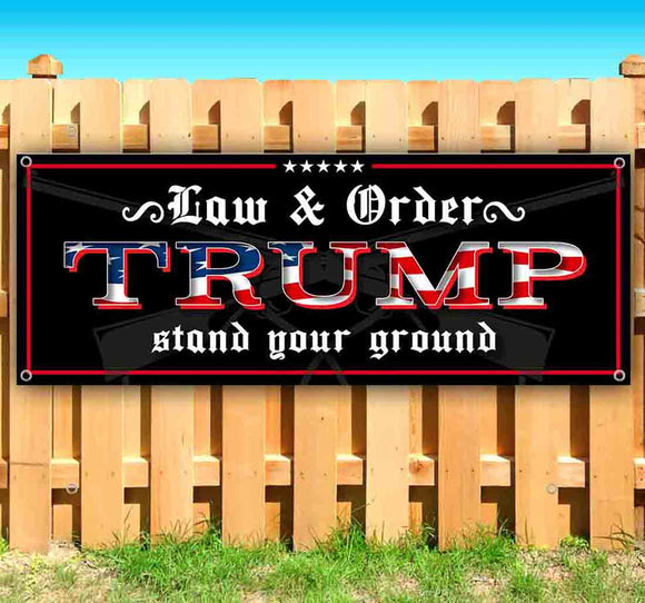 Trump Law Order Guns Crossed Banner
