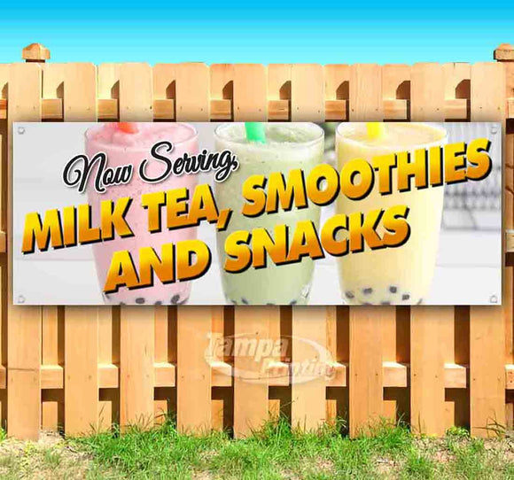 Now Serving Smoothies & Snacks Banner