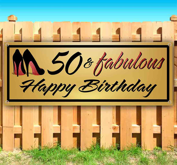 50 and Fabulous Happy Birthday Banner
