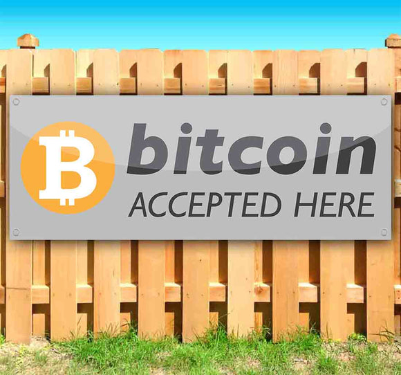 Bitcoin Accepted Gray Banner