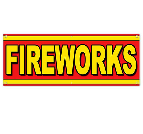 Fireworks Yellow Red Banner