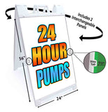 24 Hour Pumps A-Frame Signs, Decals, or Panels