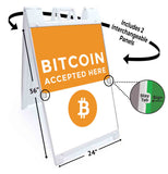 Bitcoin Accepted Here A-Frame Signs, Decals, or Panels