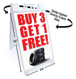 Buy 3 Get 1 Free Tires A-Frame Signs, Decals, or Panels