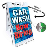 Car Wash Now Hiring A-Frame Signs, Decals, or Panels