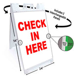 Check In Here A-Frame Signs, Decals, or Panels