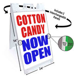 Cotton Candy Now Open A-Frame Signs, Decals, or Panels