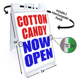 Cotton Candy Now Open A-Frame Signs, Decals, or Panels