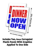 Dinner Now Open A-Frame Signs, Decals, or Panels