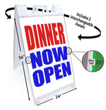 Dinner Now Open A-Frame Signs, Decals, or Panels
