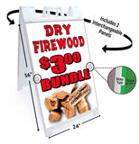 Dry Firewood 3 Dollar Bundle A-Frame Signs, Decals, or Panels