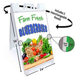 Farm Fresh Blueberries A-Frame Signs, Decals, or Panels