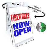 Fireworks Now Open A-Frame Signs, Decals, or Panels