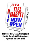 Flea Market Now Open A-Frame Signs, Decals, or Panels