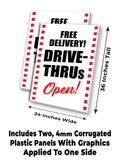 Free Delivery Drive Thrus Open A-Frame Signs, Decals, or Panels