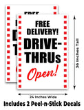 Free Delivery Drive Thrus Open A-Frame Signs, Decals, or Panels