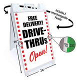 Free Delivery Drive Thrus Open A-Frame Signs, Decals, or Panels