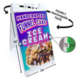 Handcrafted Funnel Cake & Ice Cream A-Frame Signs, Decals, or Panels
