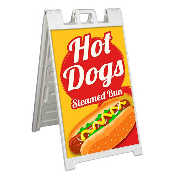 Hot Dogs Steamed Bun A-Frame Signs, Decals, or Panels