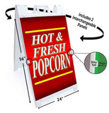 Hot Fresh Popcorn A-Frame Signs, Decals, or Panels