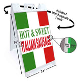 Hot Sweet Italian Sausage A-Frame Signs, Decals, or Panels