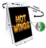 Hot Wings Flame A-Frame Signs, Decals, or Panels
