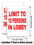 Limit 10 Persons In Lobby A-Frame Signs, Decals, or Panels