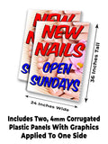 New Nails Open Sundays A-Frame Signs, Decals, or Panels