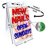 New Nails Open Sundays A-Frame Signs, Decals, or Panels