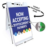 Now Accepting Cryptocurrency Payment A-Frame Signs, Decals, or Panels