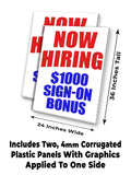 Now Hiring $1000 Bonus A-Frame Signs, Decals, or Panels