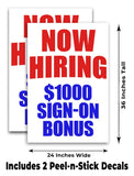 Now Hiring $1000 Bonus A-Frame Signs, Decals, or Panels