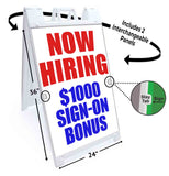 Now Hiring $1000 Bonus A-Frame Signs, Decals, or Panels