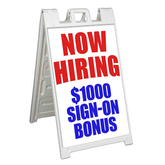 Now Hiring $1000 Bonus A-Frame Signs, Decals, or Panels