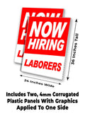Now Hiring Laborers  A-Frame Signs, Decals, or Panels
