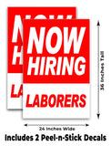 Now Hiring Laborers  A-Frame Signs, Decals, or Panels