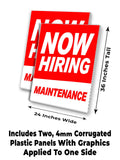 Now Hiring Maintenance A-Frame Signs, Decals, or Panels