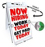 Now Hiring Work Today A-Frame Signs, Decals, or Panels