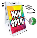 Now Open A-Frame Signs, Decals, or Panels