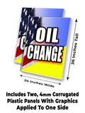 Oil Change American Flag A-Frame Signs, Decals, or Panels