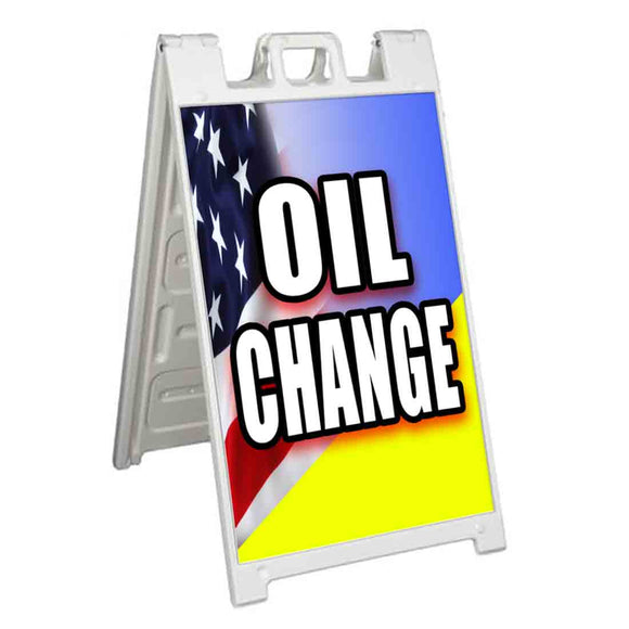 Oil Change American Flag A-Frame Signs, Decals, or Panels