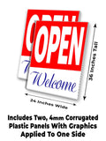 Open Welcome A-Frame Signs, Decals, or Panels