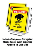Beware Guard Dog On Duty A-Frame Signs, Decals, or Panels
