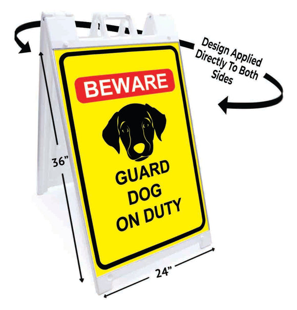 Beware Guard Dog On Duty A-Frame Signs, Decals, or Panels
