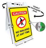 Caution No Walking Any Time A-Frame Signs, Decals, or Panels