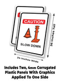 Caution Slow Down A-Frame Signs, Decals, or Panels