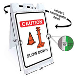 Caution Slow Down A-Frame Signs, Decals, or Panels