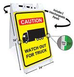 Caution Watch Out For Truck A-Frame Signs, Decals, or Panels