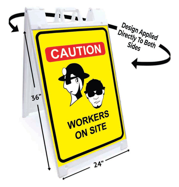 Caution Workers On Site A-Frame Signs, Decals, or Panels