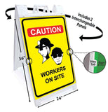 Caution Workers On Site A-Frame Signs, Decals, or Panels